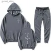 Men's Tracksuits Cactus Jack Fashion Men's Oversized Hoodie Sweater + Pants 2-piece Set Men's Casual Jogging Sportswear Suit Men's Sportswear Q231117