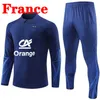 2023 Franse trainingsuitvoetbal Jersey Benzema Mbappe Equipe de Full Sets Kids Men 23/24 Parijs Voetbaltrainingspak Half Pull Chandal Futbol met lange mouwen
