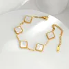 Классический дизайнерский золотой браслет для женских модных браслетов 4/четыре листового клевера ювелирные изделия 18 тыс. Золотой браслет для женских мужчин Цепочка подарки 7qqr