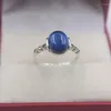 Cluster Rings 925 Sterling Silver Ring Blue Corundum Women Zircon Shine Gift Elegant Size US 6-9