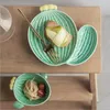 Plates Creative Plant Cactus Plate Cute Shaped Tableware Breakfast Bowl Home Ceramic Snack 1pc