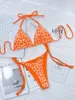Kobiety Lopard stroje kąpielowej 2 sztuki bikinis Ustaw push-up krawat