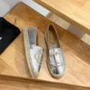 Pelle con scritte ricamate in lino slip on espadrillas scarpe con suola in JUTE mocassini piatti a molla scarpe firmate di lusso fatte a mano per le donne scarpe casual di lusso da fabbrica