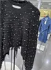 Maglioni da donna 2023 Bazaleas Store Pullover Maglione lavorato a maglia con perle nere Top sexy senza schienale Abbigliamento ufficiale