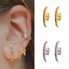 Stud Earrings Fashion Single Row Crystal Zircon Geometric For Women Ear Hook Clip Statement Piercing Jewelry