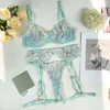 Sexig uppsättning Ectooko Fancy Luxury Lace Fine Intime Kits Sexig BH Floral underkläder Delikat underkläder och trosor Sissy Sheer Outfit 231116