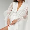 Lounge de sono feminino 2023 moda outono sexy imitação de seda solta robe malha mangas compridas confortável e respirável feminino casa wear zln231116