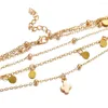 Pingente colares boho vintage cor de ouro para mulheres grânulo redondo lantejoulas cactus folhas colar multicamadas feminino jóias presente