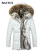 メンズジャケットバットモ到着冬のウサギファーカラー80％ホワイトダックダウンフード付きジャケットメンズサイズS-5XL 231116