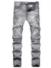 Pantalones vaqueros de motociclista con costura gris claro para hombre, pantalones rectos ajustados para motocicleta, ropa de calle informal de cintura media para primavera y otoño 28-40