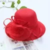 Breite Krempelnhüte Eimerhüte 2023 Neue elegante Sommer Organza Sonnenhüte für Frauen Breitkandel mit Big Fewer Fedora Hut Fashion Ladies Hochzeitskirchen Party Hut YQ231116