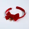 Hundehalsbänder Yule Gold Red Velvet Bow Bell Verstellbare Sicherheitsschnalle Cat Pet Collar Choker