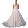 Elegant A-line Women Wedding Dress 2024 Square Neck Straps Backless Satin Bridal Bride Gown Vestidos De Noiva Robe De Mariage