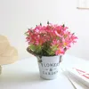 装飾的な花デイジーフラワーポットホームオフィスデスクトップビンテージスタイルの偽の花の装飾パーティーガーデンエルの鉢植え植物