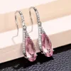 2023 Dangle Boucle D'oreille Ins Top Vente De Luxe Bijoux 925 En Argent Sterling Goutte D'eau Rose Cubique Zircon CZ Diamant Partie Femmes Boucle D'oreille Pour Amant Cadeau