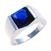 Clusterringen 925 Sterling Silver Men Ring Echte Tanzanite CZ Wedding Sieraden Betrokkenheid en vrouwen Maat 5/6/7/9/9/10/11