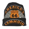 Berets US 66 Biker Bonnet Hats Americas Highway Skullies Beanies Men Women Trendy Elastic Beanie Autumn Kpop Graphic Caps