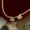Studörhängen 925 sterling silver unikt gyllene blad för kvinnor lönn 14k guld pläterad smycken flickvän gåva