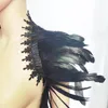 Lenços Sexy Black Feather Shawl Lace Scarf Mulheres Cabo Gótico Rave Festa Casamento Show Cosplay Traje Hombreras Plumas