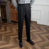 Herenbroeken Lente Vrije tijd Rechte broek met hoge taille Veelzijdige kantoorbroek voor heren Mode Zakelijk Italiaans Parijs Knoopbroek 231115