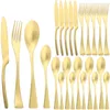 Dijkartikelen sets durtens 24 stks zwart bestek set roestvrij staal flatware diner mat mes vork lepel lepel zilverwerk