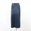 Faldas Falda vaquera azul para mujer Falda larga Maxi con abertura Cintura alta Midi Mujer Moda 2023 Primavera Verano Sexy Jean