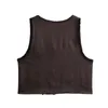 Women's Vests Women Satin Texture Cropped Vest Vintage V Neck Sleeveless Top 2024 Autumn Fashion Slim Bow Decorated Woman Short