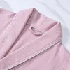 Women's Sleepwear Cotton Waffle Bathrobe Women Long Soft Women's Robe Bridesmaid Male Kimono Thin String Bathrobes Couple Loose Home