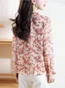 Kvinnors blusar trycktröjor och för kvinnor koreanska mode blusas para mujer moda 2023 Camisa Chiffon de Verano Feminina toppar kemis
