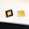 Fashion Designers Earrings Luxurys Women Jewelry Good Quality Square Ear Studs with Black Letters Mother Teacher Day Gift