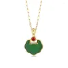 Pingente colares em guarda sorte retro verde longevidade bloqueio para mulheres clássico feminino presente de aniversário jóias senhoras pescoço corrente