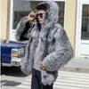 Men's Fur Faux Winter warm hooded fur men mink integrated coat silver casual jacket 231115