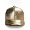 Ball Caps Fashion Brand Snapback Baseball Cap Women Men Gorra Street Real Leather Hats For Ladies Silvery Gold