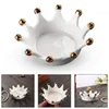 Bolsas de joyería Práctico Soporte de anillo de corona de cerámica Plato Bandeja delicada Anillos Collares Pendientes para dormitorio