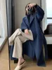 Pele feminina faux jmprs inverno lã longo casaco casual mulheres dupla breasted jaqueta de lã outono moda coreana senhoras roupas pretas 231115