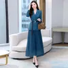 Work Dresses Skirt Suit Women's Spring Autumn 2023 Two Piece Set High Waist Pleated Tutu & Fashion Korean Blazer With Belt Clothes