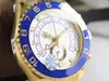 JF m116688 Luxury Watch Yacht mas II Electroplated pvd Gold Color 44mm Full Function 4160 Timing Mechanical Movement 904L Stainless Steel