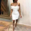 Casual jurken BKLD 2023 Fashion Feathers Patchwork Bodycon Party Night Club Wear Outfits Summer Women Spaghetti Riem Backless Short Dress