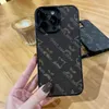 Luxury Designer iPhone 15 Pro Max Połączenia telefoniczne marka mobilna skóra pu za 14 12 13 mini 7 8 plus moda kwiatowy list motywacyjny unisex