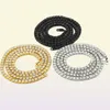 Hip Hop Tennis Chain Necklace Bling White Zircon Chains Jewelry Mens Women Fashion 5mm Silver Gold Chain Necklaces4793135