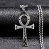 Pendentif Colliers HNSP Acier inoxydable Egyptien Anka Cross Chain Collier pour hommes et femmes Bijoux