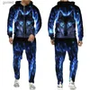 Survêtements pour hommes Colorful Wolf 3D Imprimer Survêtement Cool Hip Hop Streetwear Zipper Sweat à capuche / Costume Hommes Femmes Casual Sweat à capuche Pantalon Jogging Set Q231117