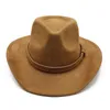 New Women's Suede Cowboy Fedora Hats Men's Wide Brim Felt Hat for Women Men Fedoras Autumn Winter Fashion Casual Trilby Outdoor Warm Cap Jazz Top Caps 6colors