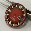 Watch Repair Kits Parts 28.7mm Red Dial Luminous Marks Monster Dive Suitable For NH36 Automatic Movement Tools &