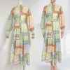 Vestido casual novo flores fragmentadas mostrar temperamento fino moda lanterna colorida manga longa cintura enrolado vestido