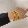 Armreif Bilandi Moderner Schmuck, hochwertiges Kunststoffrohr innen, goldfarben, glitzerndes Armband für Frauen, Mädchen, Geschenk, Armreifen 231116