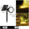 Tuindecoraties Tuindecoraties 7Led Solar Gazonverlichting Outdoor Landschap Spotlights Ip65 Waterdichte Verbeterde Aangedreven Wandlamp V Dhiwm