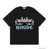 디자이너 패션 의류 럭셔리 티 Tshirts Rhude Tress High Street American Fashion Br 인기있는 느슨한 둥근 목 순수 면화 짧은 슬리브 Tshirt 여름 INS SA