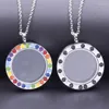 Pendant Necklaces Round Enamel Floating Charm Locket For Women Men Jewelry Stainless Steel Lockets Screw Necklace Chain On Neck