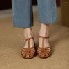 Sandales tisser pour les femmes rondes fashion orteil d'été femme plat décontracté confortable